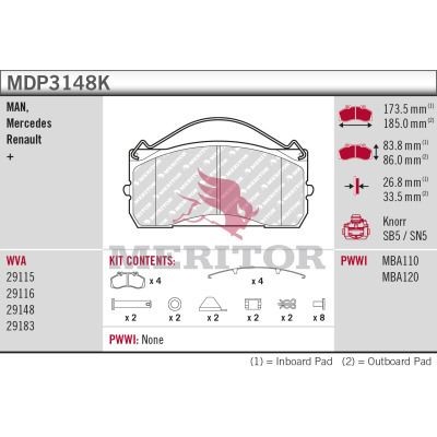 MERITOR Bremsbeläge MDP3148K Bremsbelagsatz MERITOR LEON MDP3148K günstig