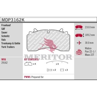 MERITOR Kit pastiglie freni MDP3162K MDP3162K costo Pastiglie dei freni MERITOR MERCEDES-BENZ T2