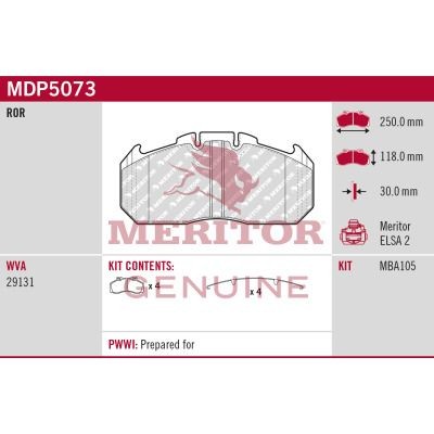 MERITOR Bromsbelägg MDP5073 MDP5073 MERITOR Bromsklossar Volvo