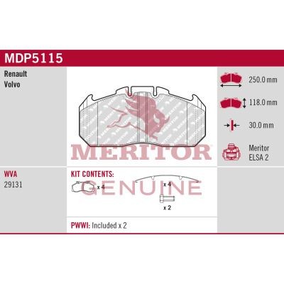 MERITOR Bromsbelägg MDP5115 MDP5115 MERITOR bromskloss JEEP GRAND CHEROKEE