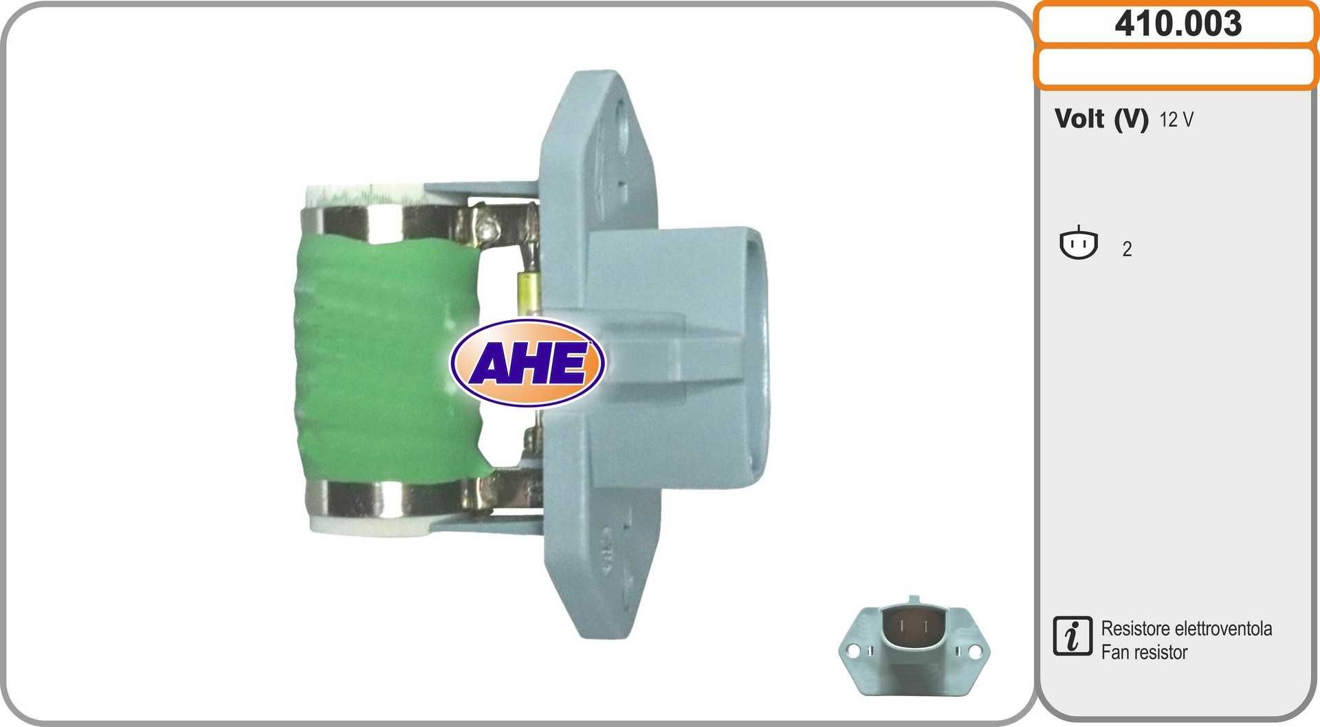 AHE Formodstand, kølerblæser-elmotor 410.003 410.003 Varmemodstand FORD TRANSIT AHE