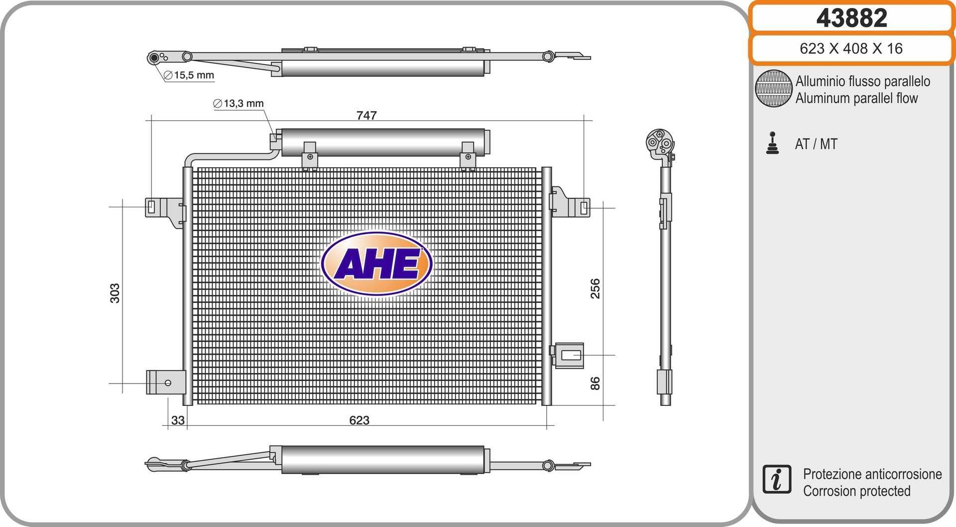AHE Kondenzátor klimatizácie 43882 43882 Kondenzátor klimatizácie MERCEDES-BENZ VIANO AHE