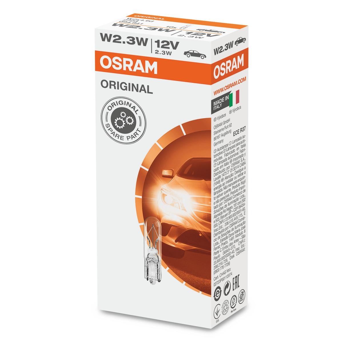 OSRAM Lyspære 2723 2723 ORIGINAL LINE Dørlys PEUGEOT 206 OSRAM