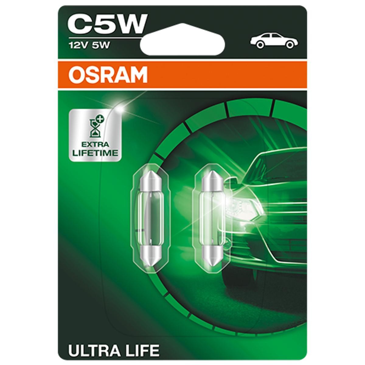 OSRAM Kvēlspuldze, Numura apgaismojuma lukturis 6418ULT-02B Numurzīmes apgaismojuma lukturis OSRAM Skoda ROOMSTER ULTRA LIFE 6418ULT-02B