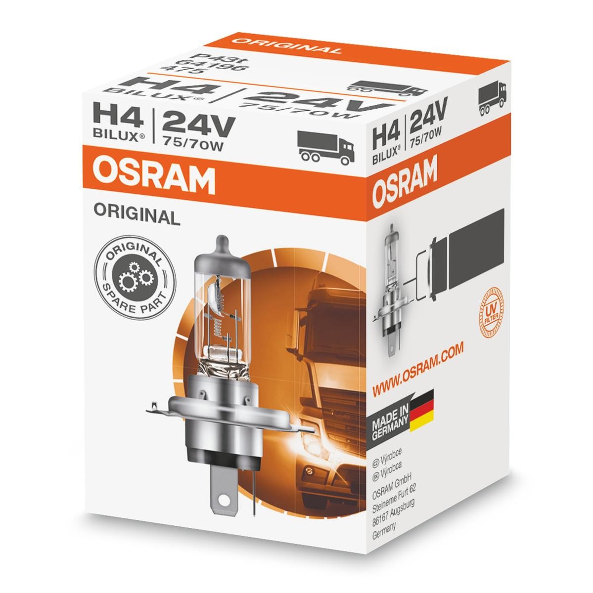 OSRAM Żiarovka pre diaľkový svetlomet 64196 cena Ziarovky do hmloviek DAF 64196 OSRAM