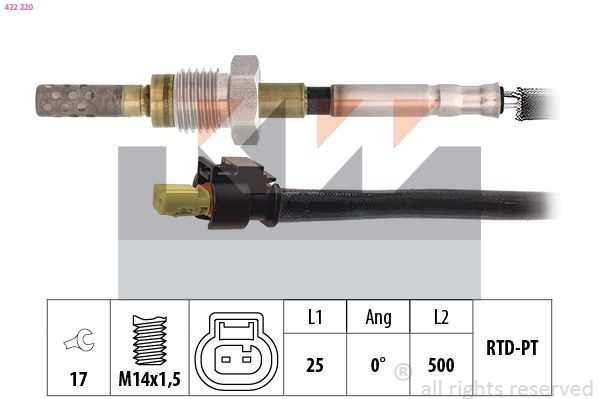 KW Sensor, eksostemperatur 422 220 422 220 Sensor eksostemperatur VOLVO V60 KW