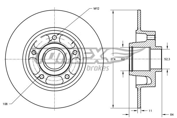 TOMEX brakes Bremseskive TX 71-831 Skive TOMEX brakes Renault LAGUNA TX 71-831