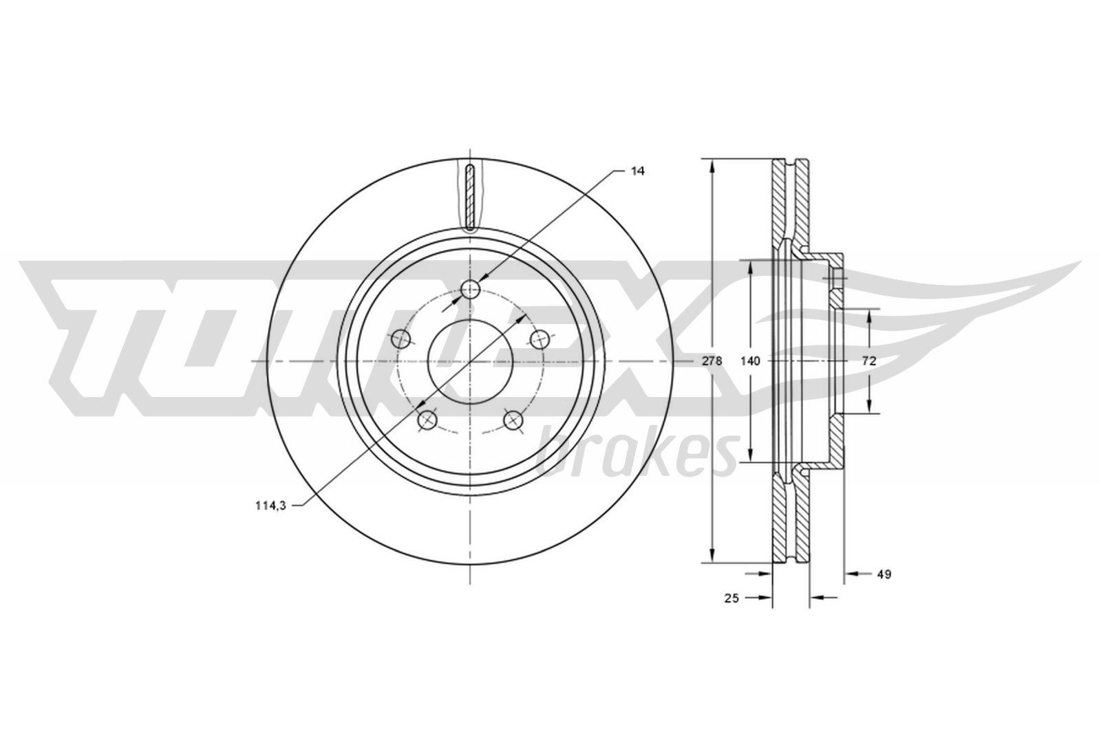 TOMEX brakes Remschijf TX 73-18 TOMEX brakes Sportremschijven ROVER TX 73-18