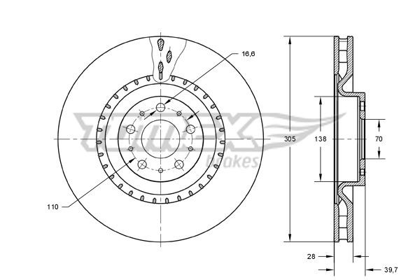 TOMEX brakes Δισκόπλακα TX 73-74 TX 73-74 TOMEX brakes Αγωνιστικές δισκόπλακες Chrysler φθηνά