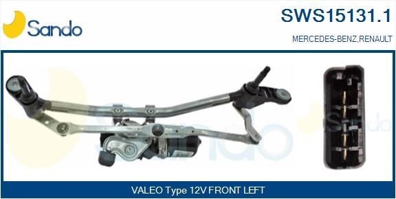 SANDO Stiklu tīrīšanas sistēma SWS15131.1 SWS15131.1 Stiklu tīrītāja sviru un stiepņu sistēma MERCEDES-BENZ C Klase SANDO