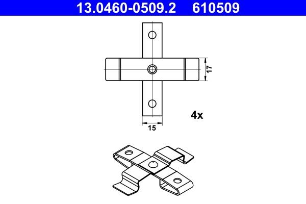 ATE Kit accessori, pastiglia freno 13.0460-0509.2 ATE 13.0460-0509.2 Kit accessori, pastiglia freno Citroën DYANE originali