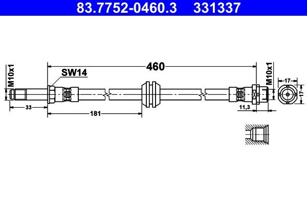 ATE Tubo freno 83.7752-0460.3 ATE 83.7752-0460.3 Tubi flessibili freni 3 Touring (E46) prezzo