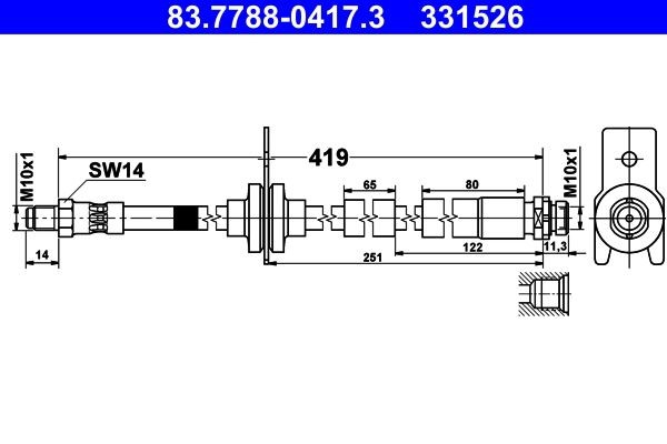 ATE Pidurivoolik 83.7788-0417.3 ATE 83.7788-0417.3 Pidurivoolik Ford Focus mk3 Sedaan odava hinnaga