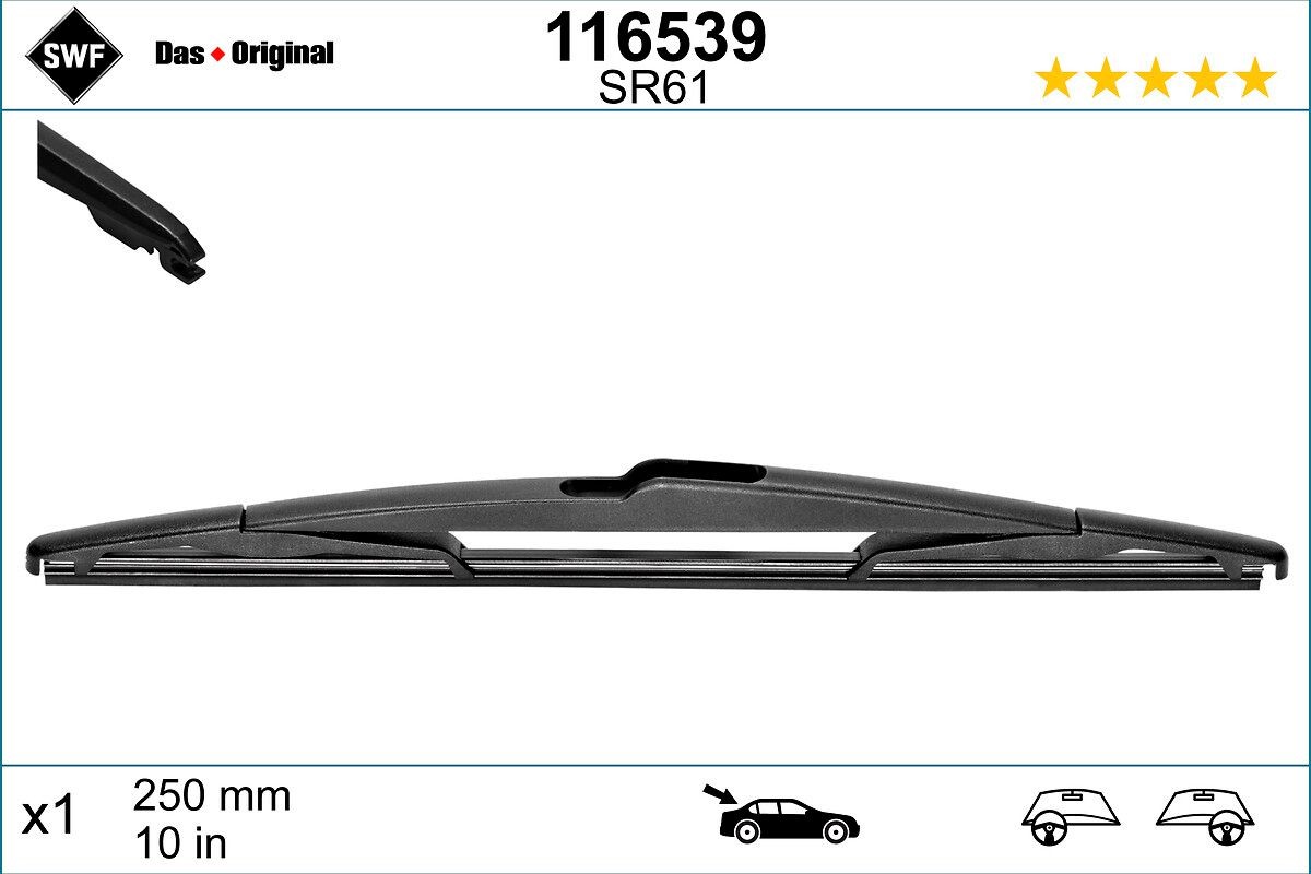 SWF Zadný stierač 116539 116539 Stierače TOYOTA PROACE SWF