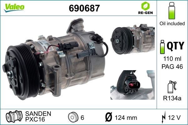 VALEO Κομπρεσέρ air condition 690687 690687 Κομπρεσέρ VALEO OPEL ASTRA
