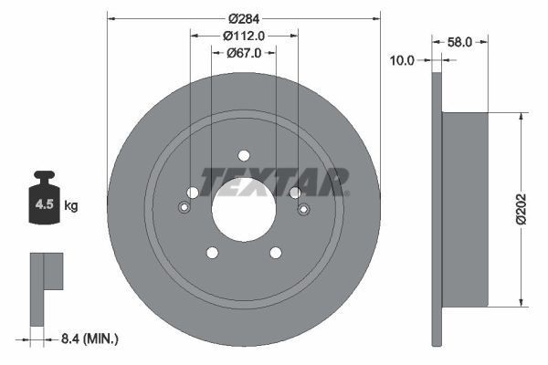 TEXTAR Bremžu diski 92326603 TEXTAR 92326603 Bremžu diski SSANGYONG Korando IV SUV (C300) 1.6 e-XDi 136 ZS 2021