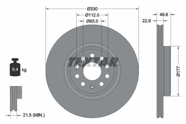 TEXTAR Bremseskive 92327103 92327103 Bremseskive VW CALIFORNIA TEXTAR