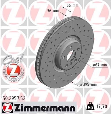 ZIMMERMANN Brake disc 150.2957.52 ZIMMERMANN 150.2957.52 BMW G31 brake discs and rotors price