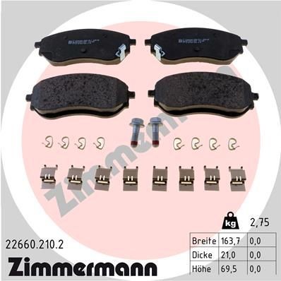 ZIMMERMANN Τακάκια φρένων 22660.210.2 Αγωνιστικά τακάκια MERCEDES-BENZ ZIMMERMANN 22660.210.2