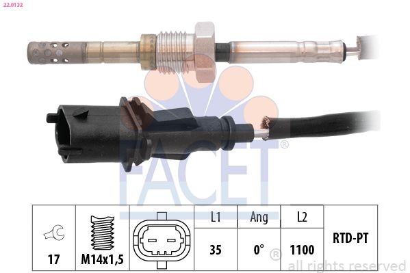 Sensore, Temperatura gas scarico FACET 22.0132 EPS 1.220.132 FACET 22.0132 Sensore temperatura FAP Alfa Romeo 147 2006