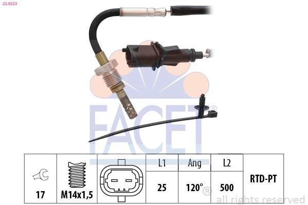 FACET Andur, heitgaasitemperatuur 22.0223 FACET Heitgaasi temperatuuri andur CHEVROLET 22.0223