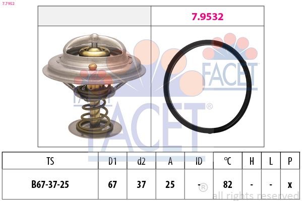 Termostato motore FACET 7.7952 EPS 1.879.952 FACET 7.7952 Valvola termostatica Jaguar XJ 2010