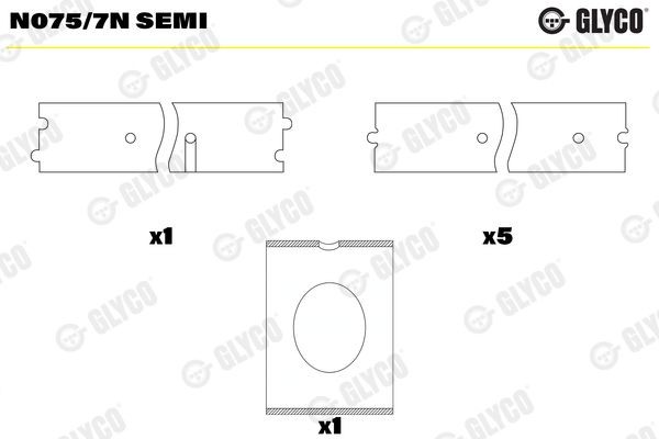 GLYCO Mancal da árvore de cames N075/7N SEMI Veio de ressaltos GLYCO KADETT N075/7N SEMI baratos
