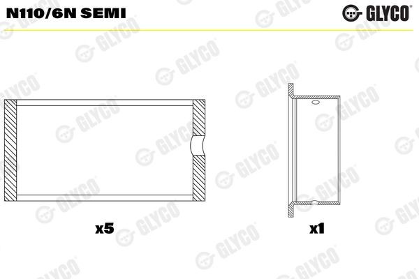 GLYCO Lożisko vačkového hriadeľa N110/6N SEMI Vačkový hriadeľ GLYCO Volkswagen LT N110/6N SEMI