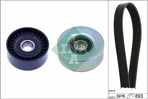 Ozubený klinový remeň - Sada INA 529 0532 10 INA 529 0532 10: Sada klinového rebrovaného remena Citroen C5 2021