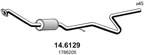 ASSO Stredný tlmič výfuku 14.6129 Stredný tlmič výfuku ASSO FORD 14.6129