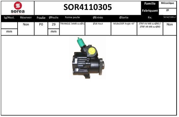 SNRA Servopumpe SOR4110305 SNRA SOR4110305 Fiat Tempra 159 Hydraulikpumpe pris