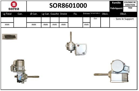 Colonne de direction + direction assistée électrique SNRA SOR8601000 SNRA SOR8601000 Direction assistée électrique + colonne de direction NISSAN MICRA 2024