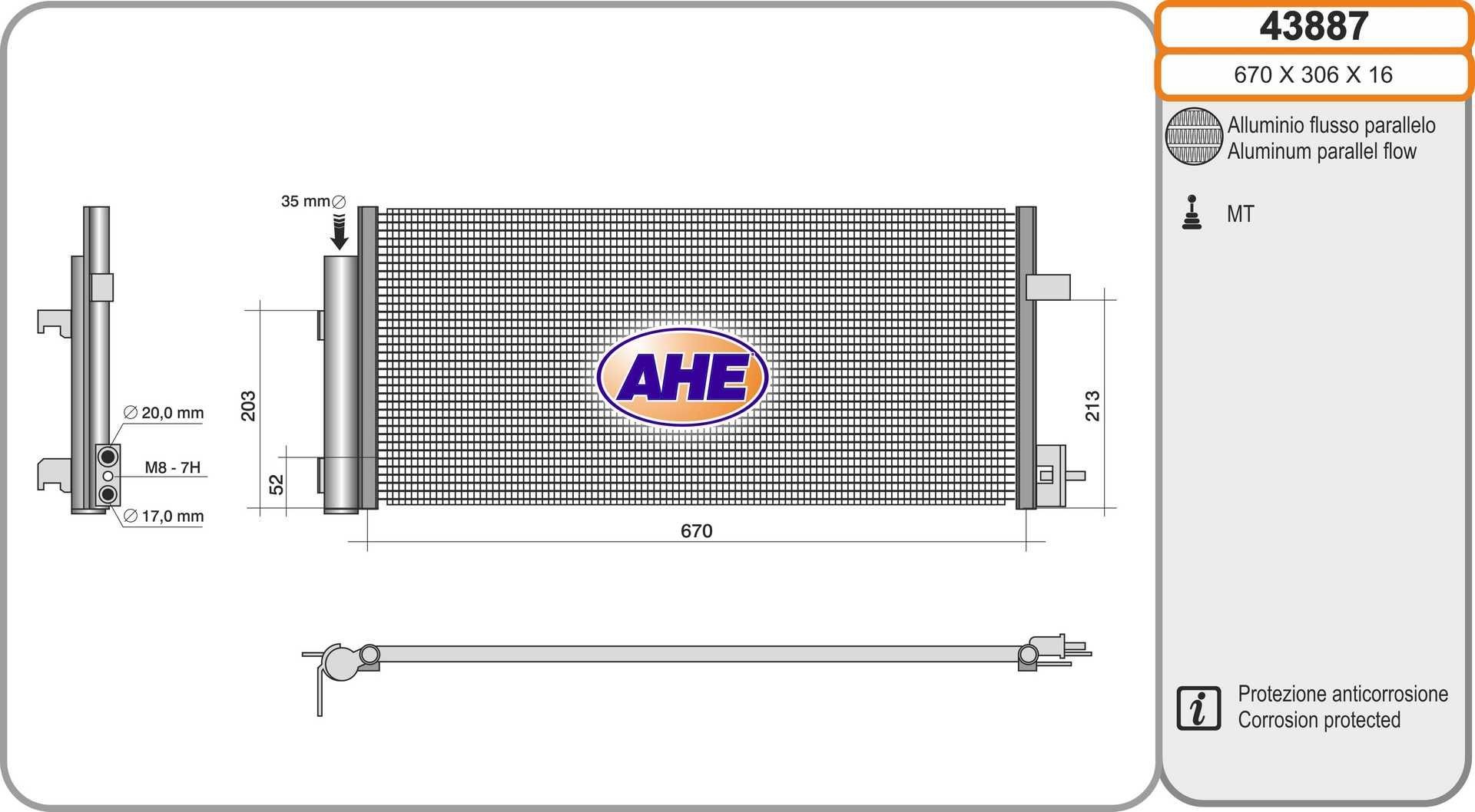 AHE Condensor voor airco 43887 AHE 43887 originele Condensor Chevrolet Aveo T300 kosten