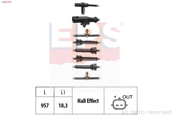 EPS Wielsnelheidssensor (ABS) 1.960.231 1.960.231 Wielsensor NISSAN NP300 PICKUP EPS