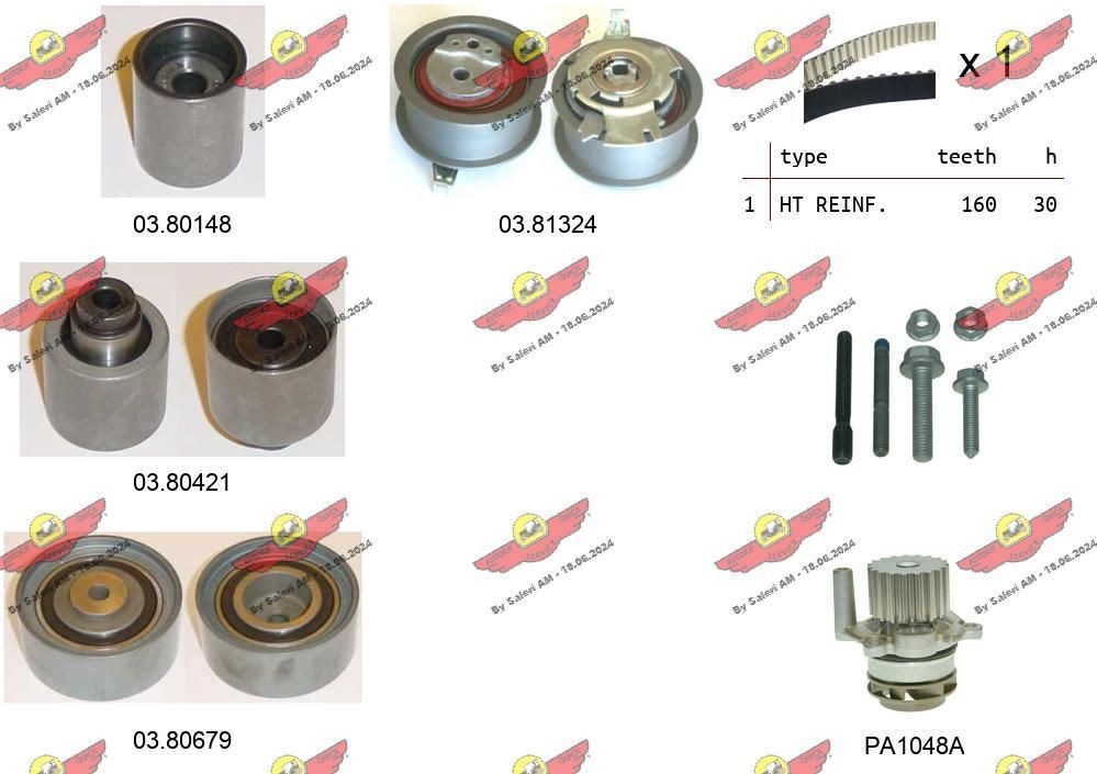 AUTOKIT Distributieriem set 04.5285PA Getande riem AUDI AUTOKIT 04.5285PA