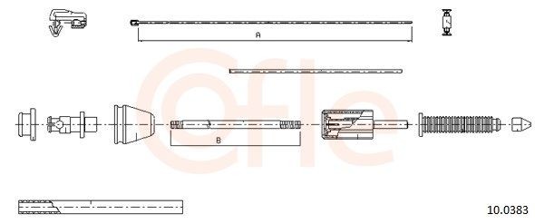 COFLE Throttle cable 92.10.0383 COFLE 92.10.0383 Renault Kangoo Express accelerator cable replacement