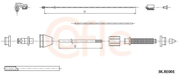 Throttle cable COFLE 92.3K.RE001 COFLE 92.3K.RE001 2017 RENAULT MASTER accelerator cable replacement