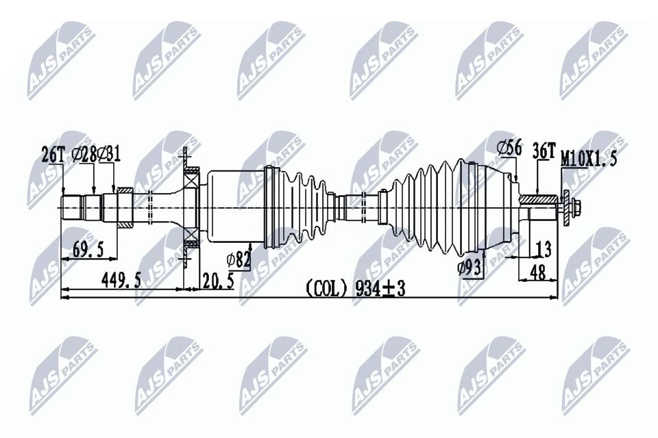 NTY Drivaxel NPW-VV-133 NPW-VV-133 NTY drivaxel VOLVO S70