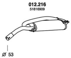 PEDOL Πίσω σιλανσιέ 012.216 012.216 Τελικό εξάτμισης PEDOL FIAT SEICENTO