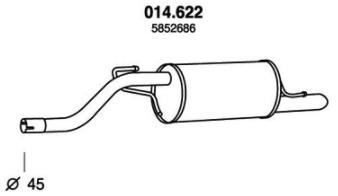 PEDOL Bagpotte 014.622 Udstødning bagpotte PEDOL Opel ZAFIRA 014.622