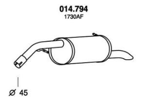 PEDOL Bagpotte 014.794 Bagerste lyddæmper PEDOL 2CV 014.794 billig