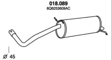PEDOL Panela de escape traseira 018.089 018.089 Silenciador traseiro MERCEDES-BENZ CLK PEDOL
