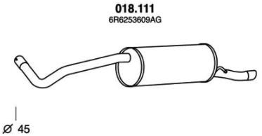 PEDOL Einddemper 018.111 018.111 Uitlaatdemper Volkswagen SCIROCCO PEDOL