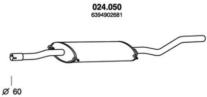 PEDOL Mittenljuddämpare 024.050 024.050 PEDOL resonator avgassystem MITSUBISHI PAJERO
