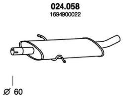 PEDOL Middle silencer 024.058 Mercedes ML-Class PEDOL middle silencer 024058
