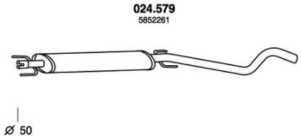 PEDOL Stredný tlmič výfuku 024.579 PEDOL Stredný tlmič výfuku FORD 024.579