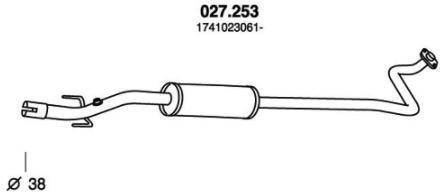 PEDOL Mittelschalldämpfer 027.253 Mitteltopf PEDOL Mitsubishi PAJERO 027.253