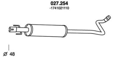 PEDOL Keskiäänenvaimentaja 027.254 027.254 PEDOL Keskimmäinen äänenvaimennin CHEVROLET TRANS SPORT