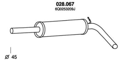 PEDOL Middle silencer 028.067 MERCEDES-BENZ ML-Class PEDOL middle silencer 028067