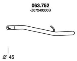 PEDOL Exhaust Pipe 063.752 SEAT IBIZA PEDOL exhaust pipe 063752